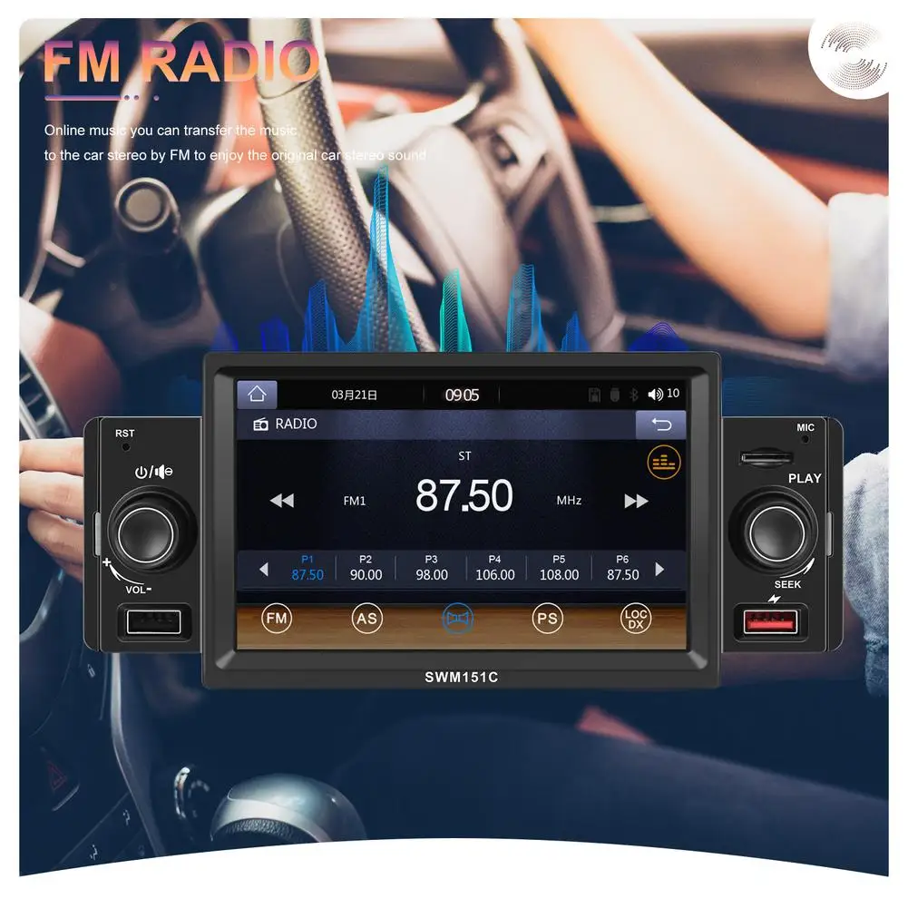 

5-inch 1 Din Car Radio Bluetooth-compatible Call Music Playback Mp5 Player Mirror Link Compatible For Carplay