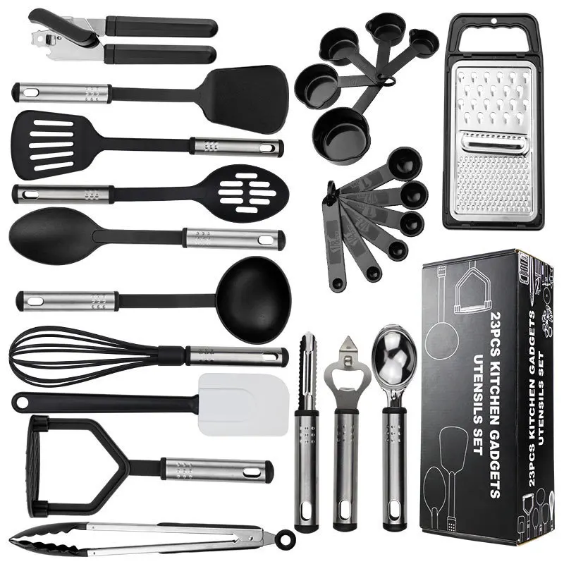 Kitchen Utensil Set 24 Nylon and Stainless Steel Utensil Set, Non-Stick and  Heat Resistant Cooking Utensils Set, Best Kitchen Tools, Useful Pots and  Pans Accessories and Kitchen Gadgets 