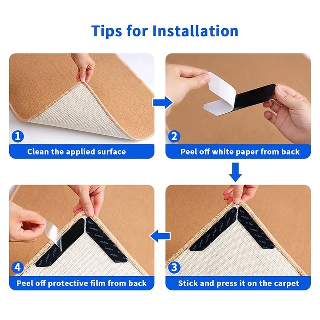 Carpet Non-slip Sticker Reusable Washable Anti Curling Carpet Patch Fixed Stickers Floor Rug Mat Tape Gripper Corner Pad Patches 4