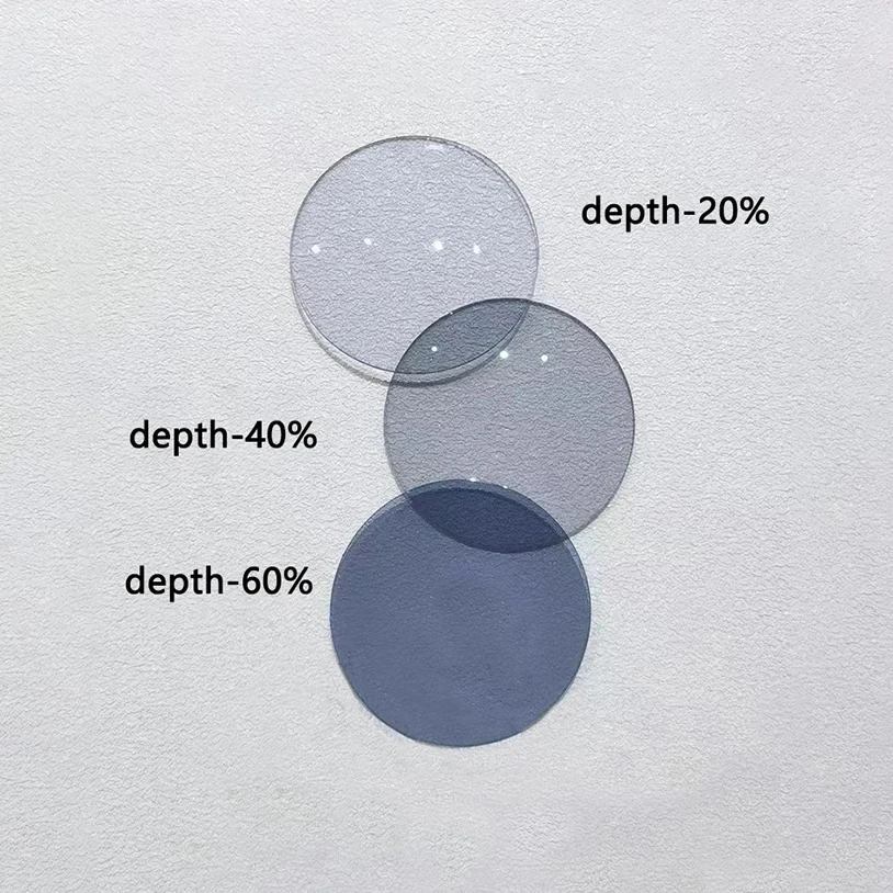 

1.56/1.61/1.67/1.74 Prescription dyed lens discoloration Multiple depth are optional resin aspherical solar eye lenses