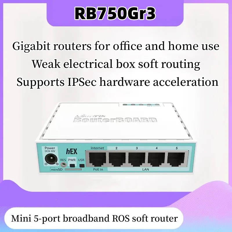 

Mikrotik RB750Gr3 (hEX) ROS Gigabit Mini Home 5-Port Broadband ROS Soft Wired Smart Router Weak Electric Box