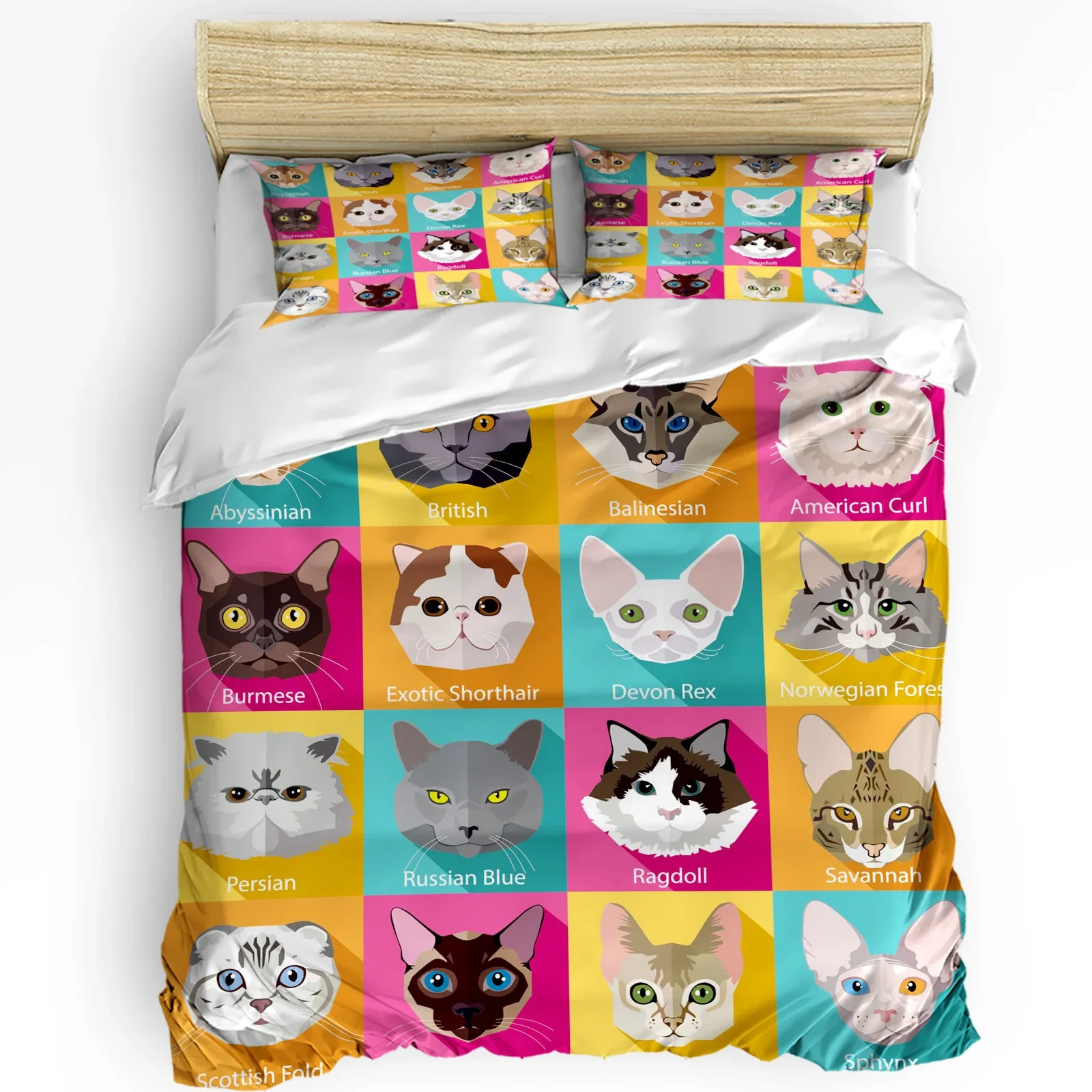 

Animal Cat Colorful Printed Comfort Duvet Cover Pillow Case Home Textile Quilt Cover Boy Kid Teen Girl Luxury 3pcs Bedding Set