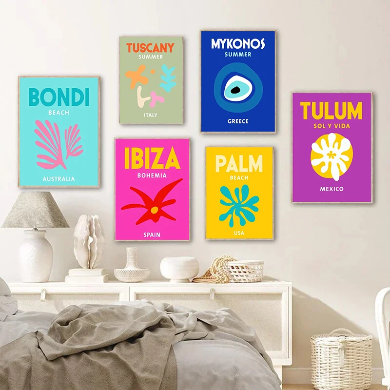 

Abstract painting Ibiza Mykonos Tulum Athens And Madrid Wall Art Canvas Nordic Posters and Prints Pictures for Living R