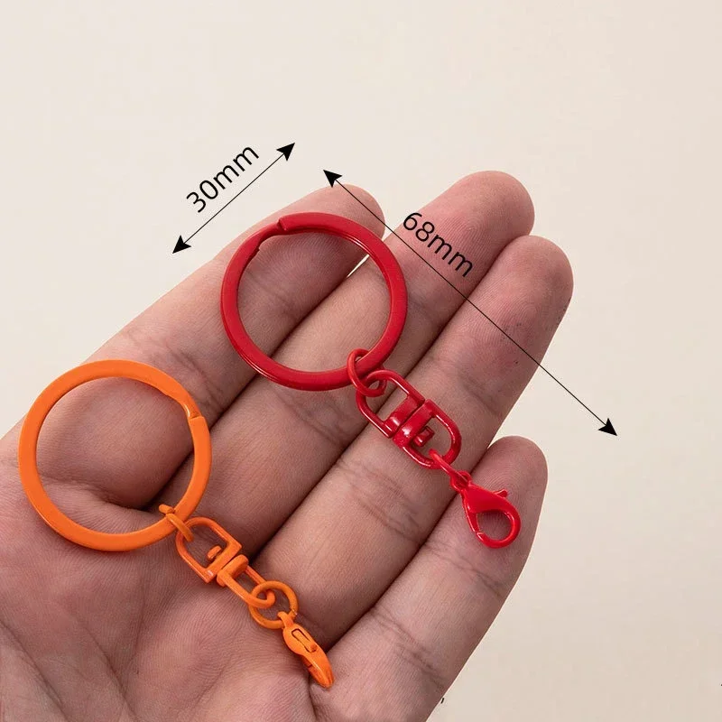 100pcs Metal Colorful Keyring Keychain Split Rings Key Ring Lobster Clasp Key Pendant Chains Keychains Climbing Buckle Carabiner