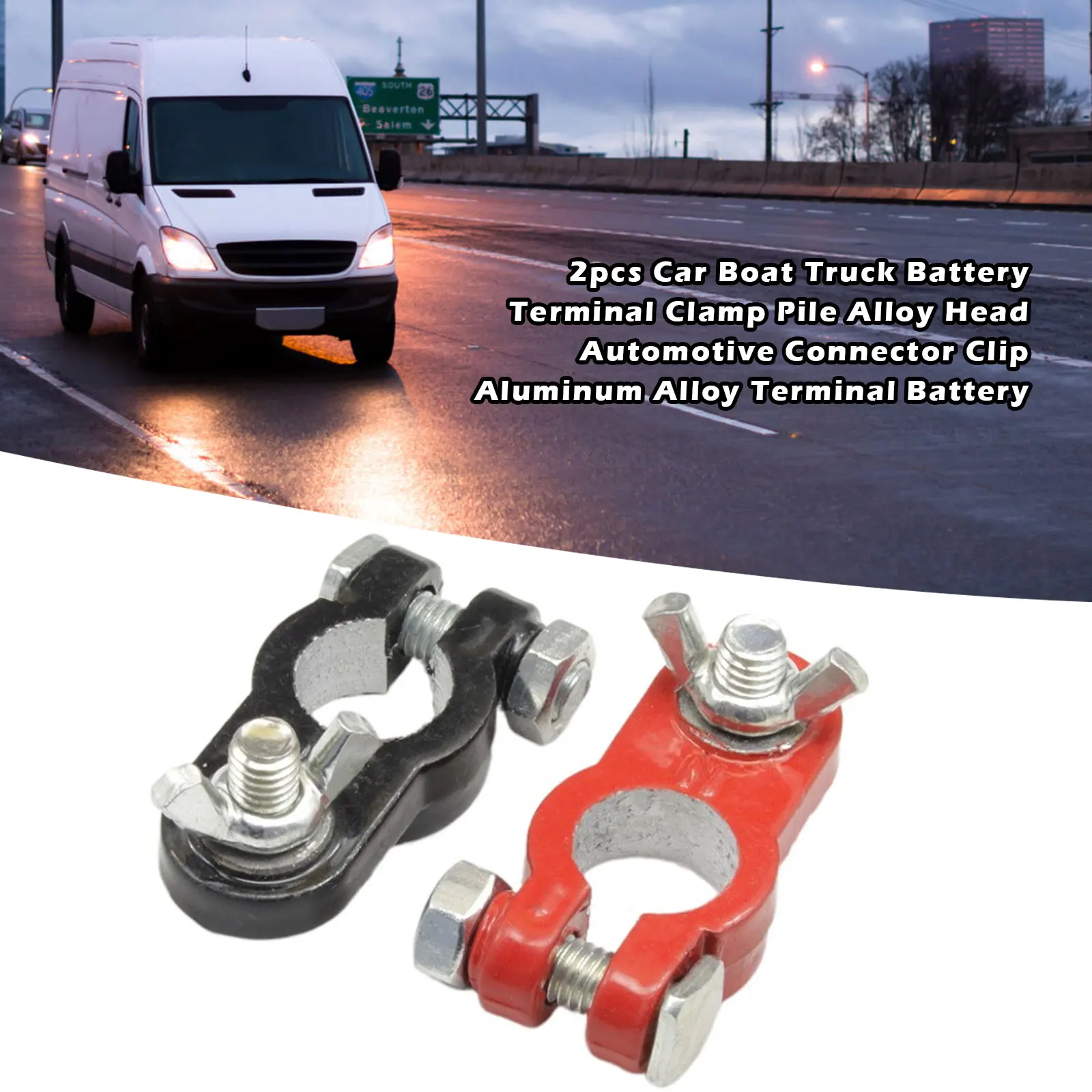 Car Boat Truck Battery Terminal Clamp 2 Pcs Pile Alloy Head Automotive Connector Clip Aluminum Alloy Terminal Battery battery terminal clamp