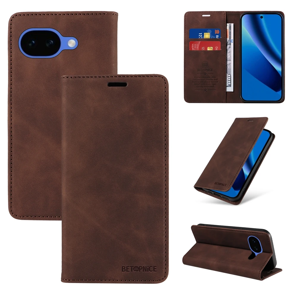 RFID Blocking Magnetic Wallet Case - Premium Flip Cover with Stand and Card Slots