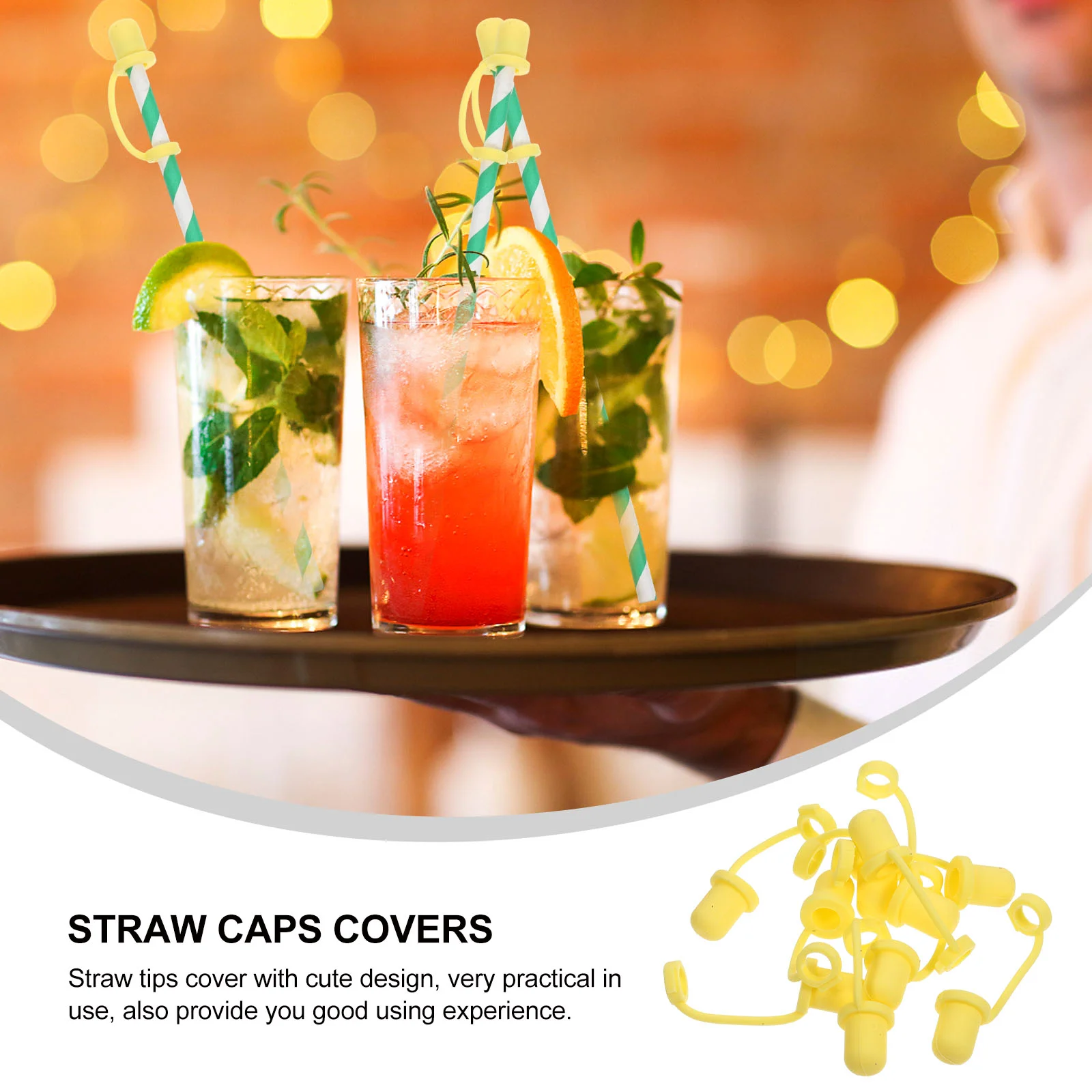 10 Pcs Handheld Shower Head Holder Straw Cap Cute Plug Hat Covers Cup Lid Yellow Reusable Caps Tumbler Protector Baby