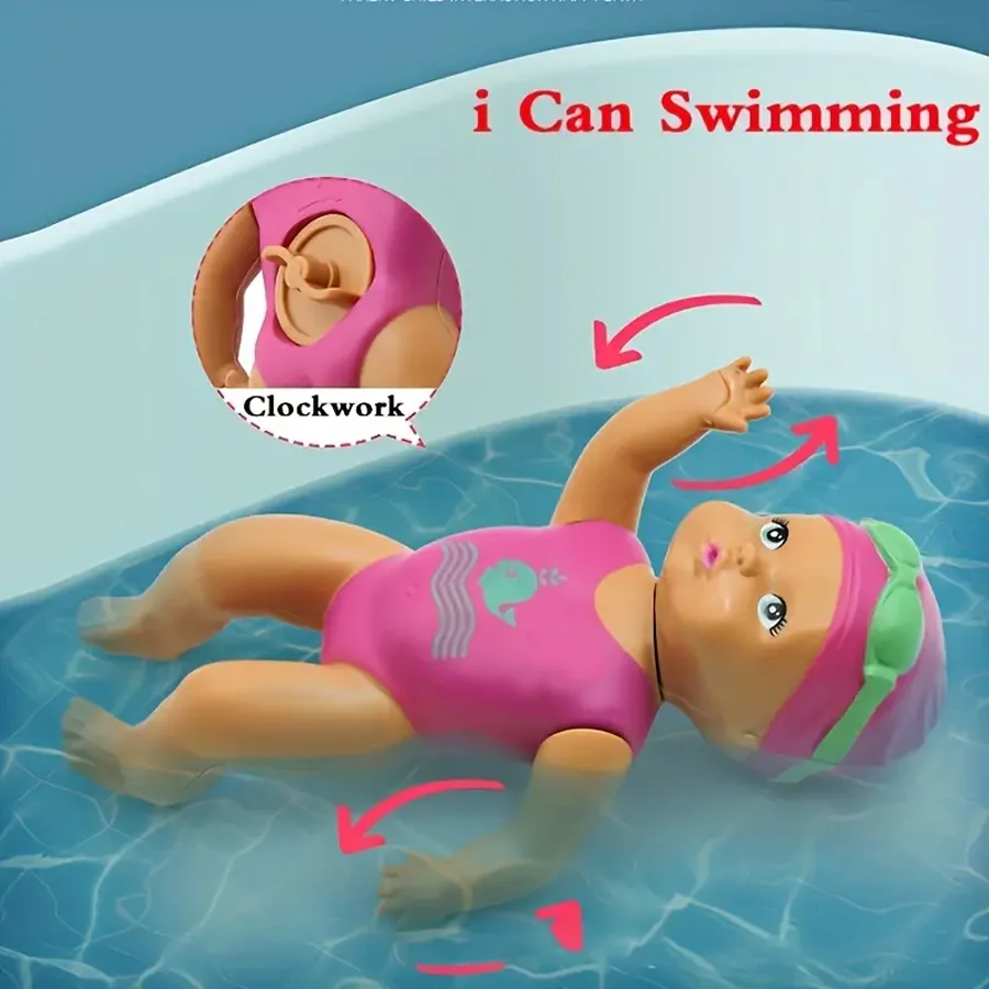 Fun swimming doll simulation wind-up doll model children's bathing and bathing bathroom toys 2
