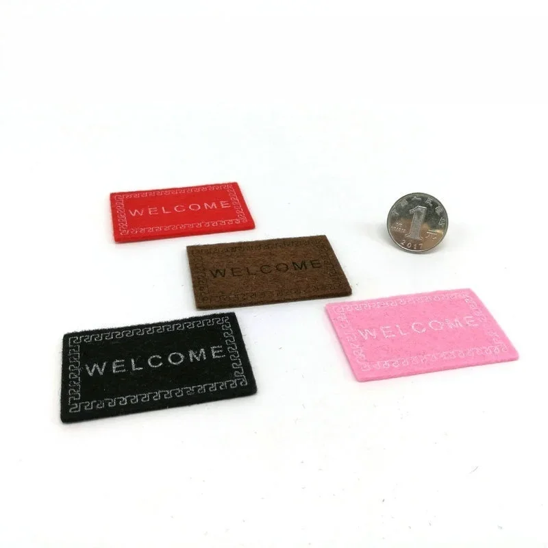 2PCS Doll  House Miniature Carpet WELCOME Mat Black Dollhouse Accessories  Home & Living 1/12 Scale Doormats 4
