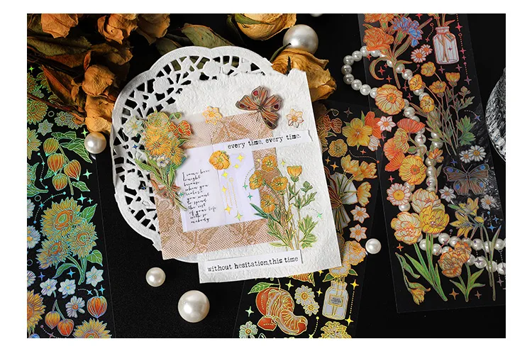 3 pcs Bronzing Flowers Stickers aesthetic 11 Sb1e73ef616a74769afffe864521f804aq