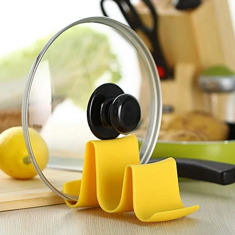 

Кухонный пластиковый держатель для крышки кастрюли в форме волны, стеллаж для хранения, подставка для кухонных инструментов