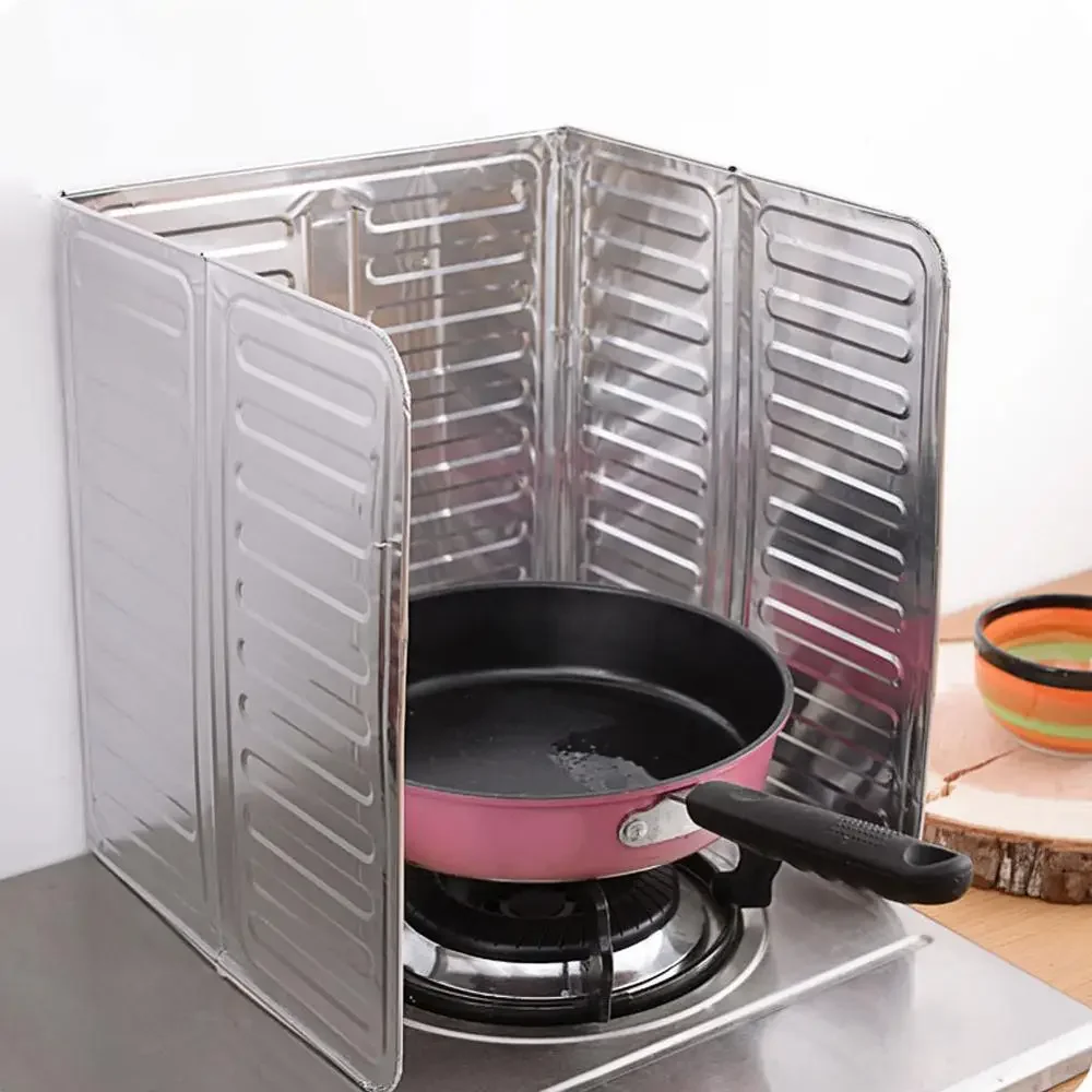 Kitchen Aluminium Anti-oil Plate Foldable Stove Heat Insulation Splash Proof Baffle Wall Protected Screens Accessories