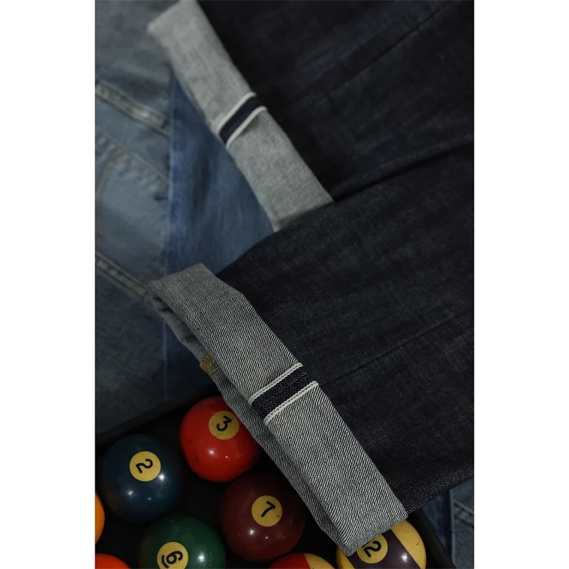 BOB DONG 15oz Selvedge Denim Jeans Mid High Waist Straight Mens Pants Button Fly 6