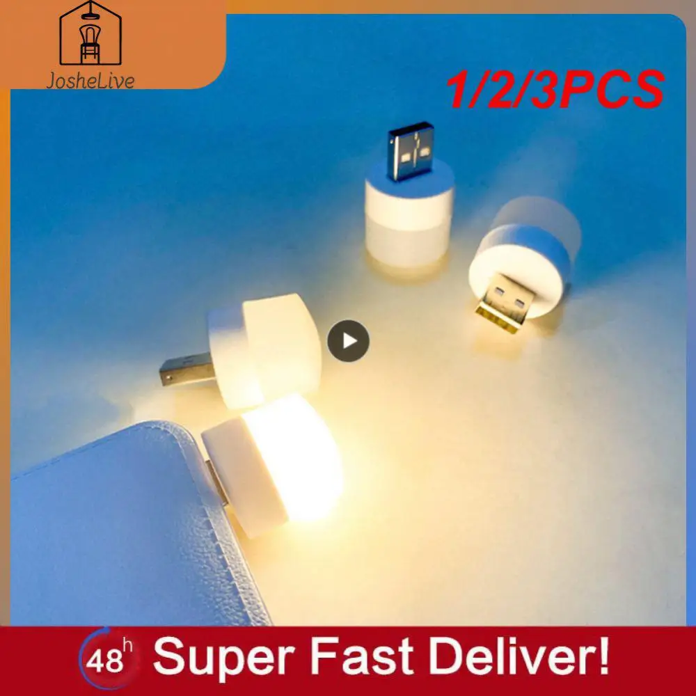 

1/2/3PCS USB Night Light Mini LED Light USB Plug Lamp Power Bank Charging USB Book Lights Small Round Reading Eye Protection
