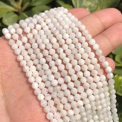 Natural Blue Sapphire Round Faceted Gemstone Beads for DIY Jewelry Crafting - 15 - Inch Strand, Tiny Spacer Beads (White Moonstone)