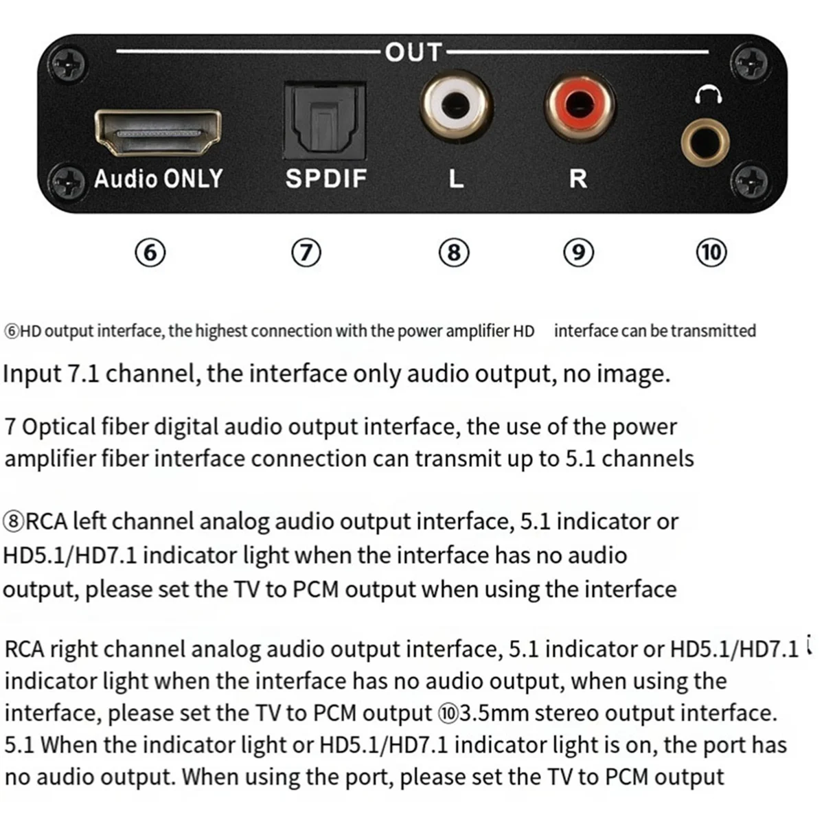 HDMI-compatible EARC ARC audio extractor 192Khz converter EARC to RCA audio extractor adapter for DTS Dolby Atoms AC3 NND