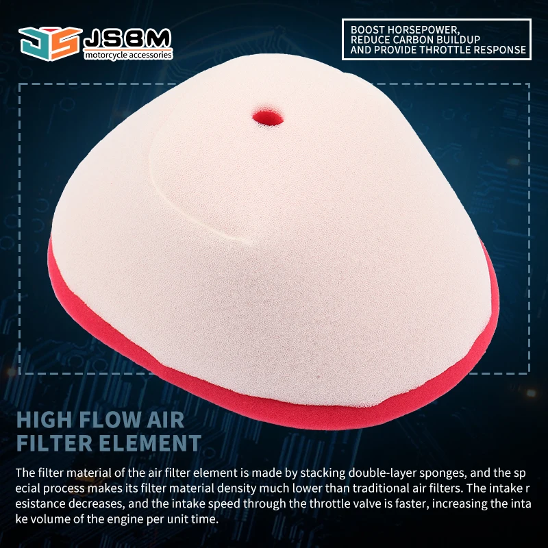 JSBM Air Filter For Yamaha Blaster YFS200 YFM125R YFM250R Raptor 250 Special Edition YFM125 Grizzly 125 Hunter Breeze YFA-1