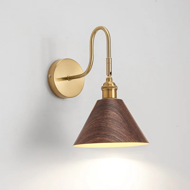 Vintage Rotating Wall Light Dressing Table Mirror Front Light Bedroom Bedhead Reading Wall Vintage Homestay Wooden LED