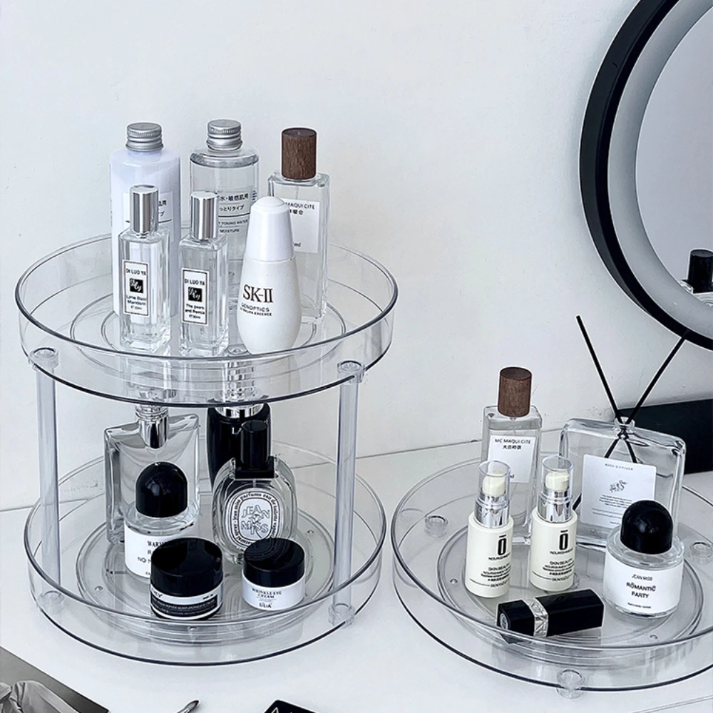 360 Rotatable Desktop Cosmetic Rack Bathroom Shelf Large-capacity Perfume Skincare Product makeup Storage Rack Organizer Kitchen 5