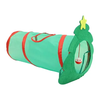 Interactive Xmas Pet Tunnel Assortments Variety Catnip Toys With Green Tunnel For Kitten Puppy Indoor Cats Xuan-us 1