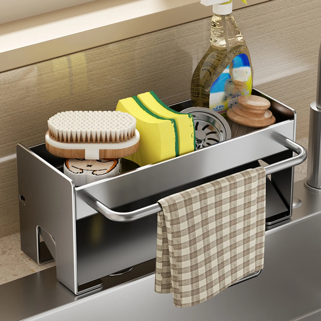 Kitchen Sink Stand Sponge Holder Dish Drainer Organizers Storage Accessories Shelf Storage Organizer Dish Drying Rack Gadgets - 2