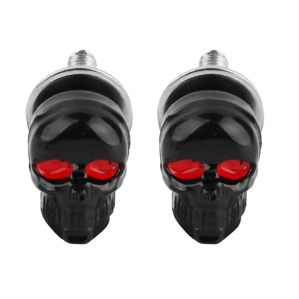 

Pair of SKULL License Plate Frame BOLTS Screw Caps for Motorcycle Chopper Motorcycle Frame Bolts License Plate Screws
