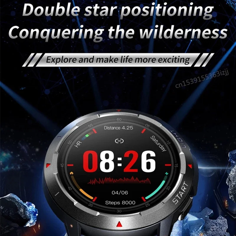 NY28 GPS Men Outdoor Smart Watch Altitude Compass Air Pressure Heart Rate 1.3inch Wristwatch Fitness Tracker Sports Smartwatch