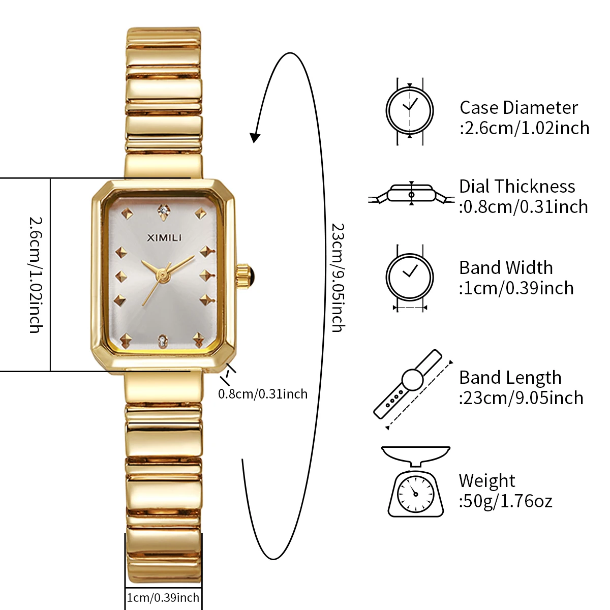 1PC Women's Luxury Temperament Watch Fashion Simple Dial Elegant Quartz Watch Best Gift for Girls (Box Not Included)