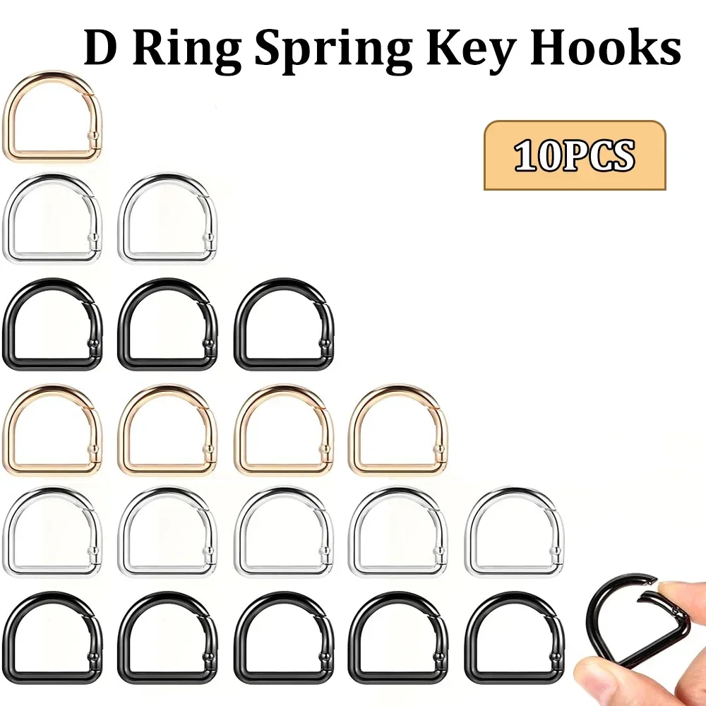 10PCS Metal Spring D Rings Clip Keychain Multicolor D Ring Buckle for ...
