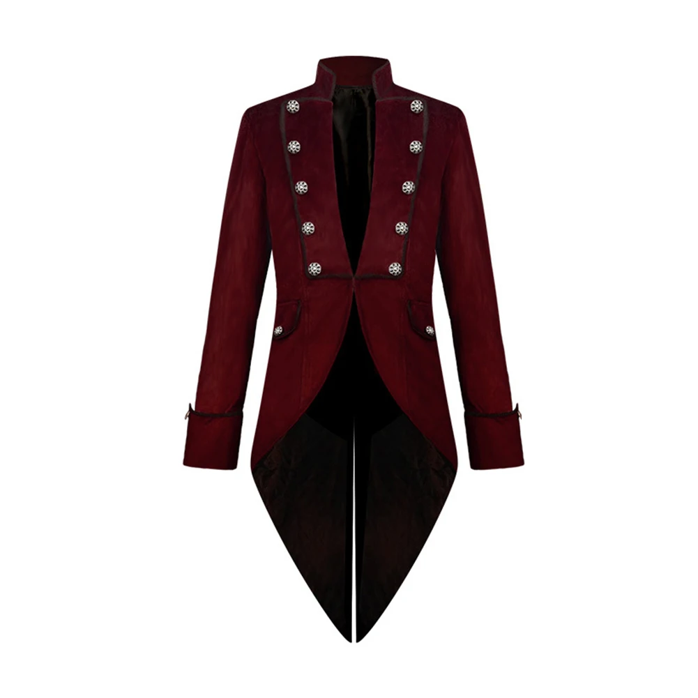 

Long Sleeve Steampunk Vintage Jacket Tailcoat Coat Frock Coat Regular Length Stand Collar Winter Red Steampunk