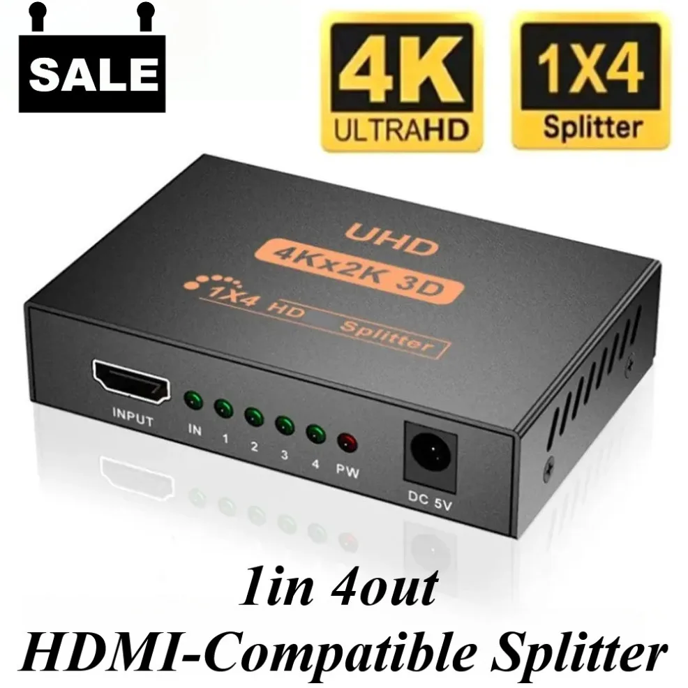 Ultra HD HDMI-Compatible Video Splitter and Switcher for Monitors, Laptops, PCs, and HDTVs