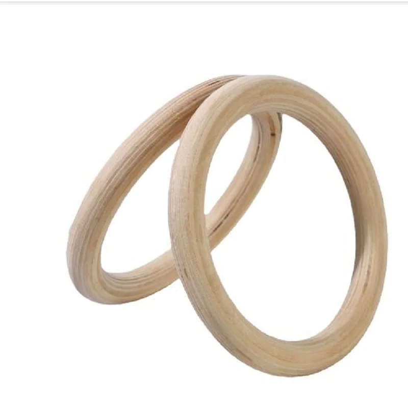 Gymnastic Rings 2pcs Wood Portable Crossfit Gymnastics Home Fitness Training Equipment
