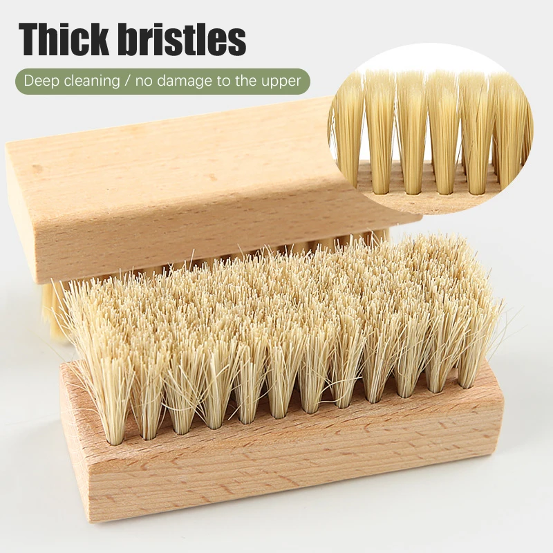 1PC Pig Bristles Shoe Brush For Slippers Sneaker Brush Shoes Cleaning Brushes Boot Brush Cleaner Wood Handle Shoe Brush 3