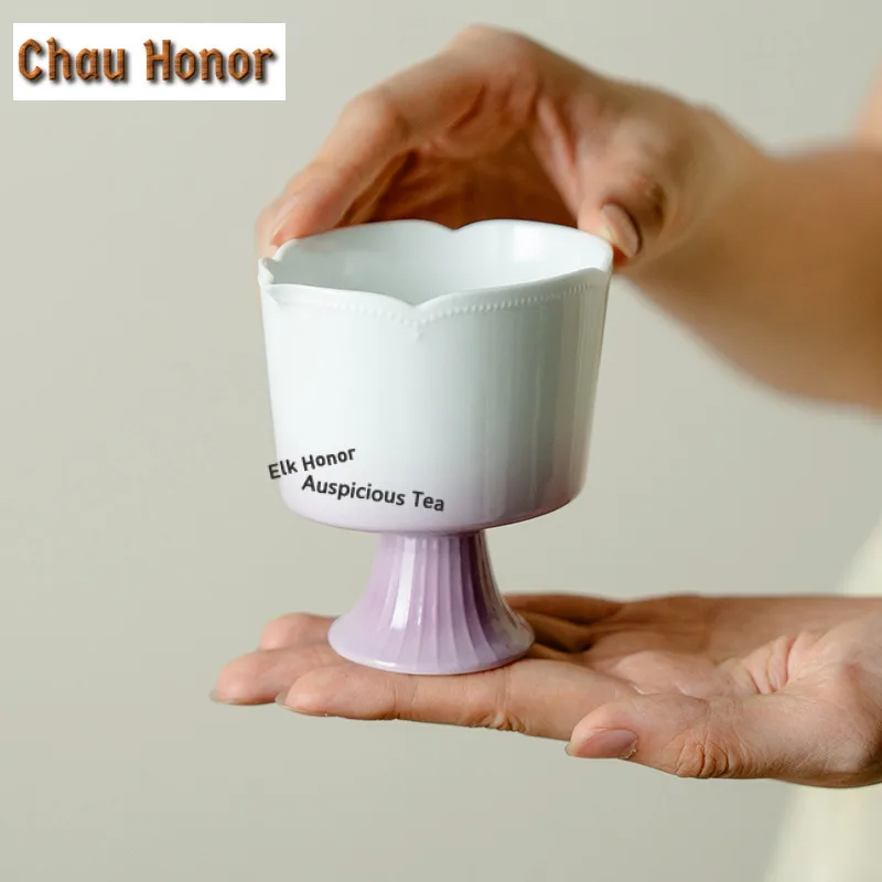 130ml Gradient Purple Ceramic Tea Pitcher Divide Tea Cha Hai Dispenser Justice Cup Coffee Fair Mug Teaset Ornaments Accessories