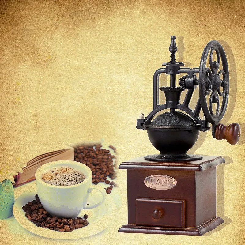 

Retro Hand Shake Bean Coffee Machine Ceramics Multi Functional Wood Grain Coffee Grinder Mini Bean Grinder Powder Grinder