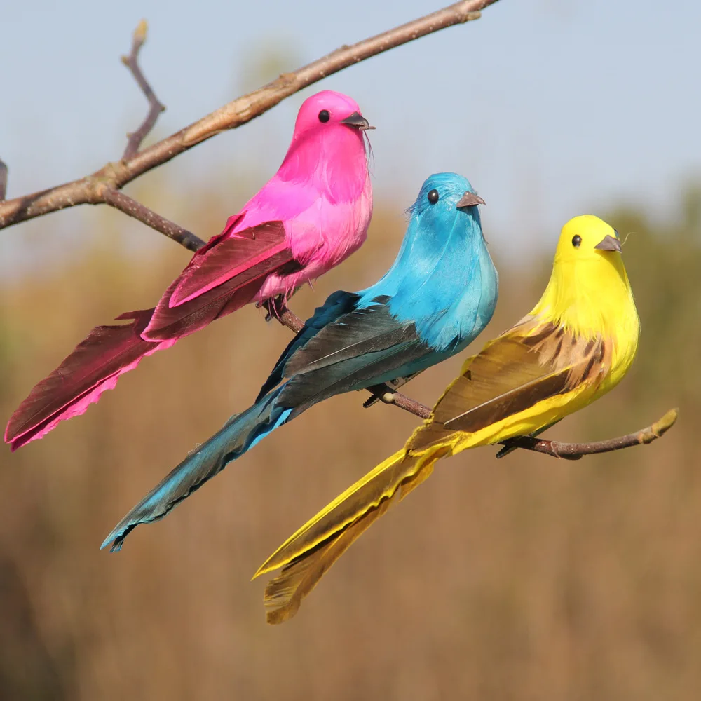 Parrot Ornaments Parrot Garden Props Artificial Feather Bird Decoration Creative Foam Home Outdoors Garden Wedding Decoration Ornament 1pc Feather Artificial Parrots Imitation Bird Model DIY Party Use