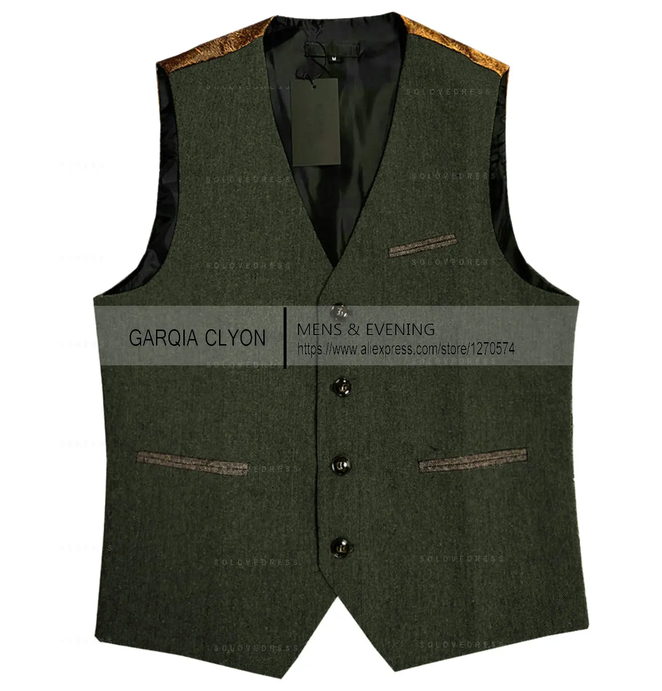 Mens Suit Brown Vest Lapel Neck Wool Waistcoat Casual Formal Double-breasted Business Slim Fit Vest Groomman For Wedding 6