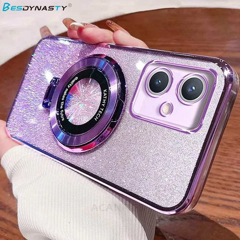 Glitter Plating Silicone Stand Holder Case