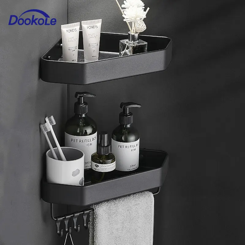 Corner Shower Caddy, Wall Mounted Bathroom Shelf with Adhesive, Metal  Storage Organizer for Toilet, Dorm and Kitchen (Black) - AliExpress