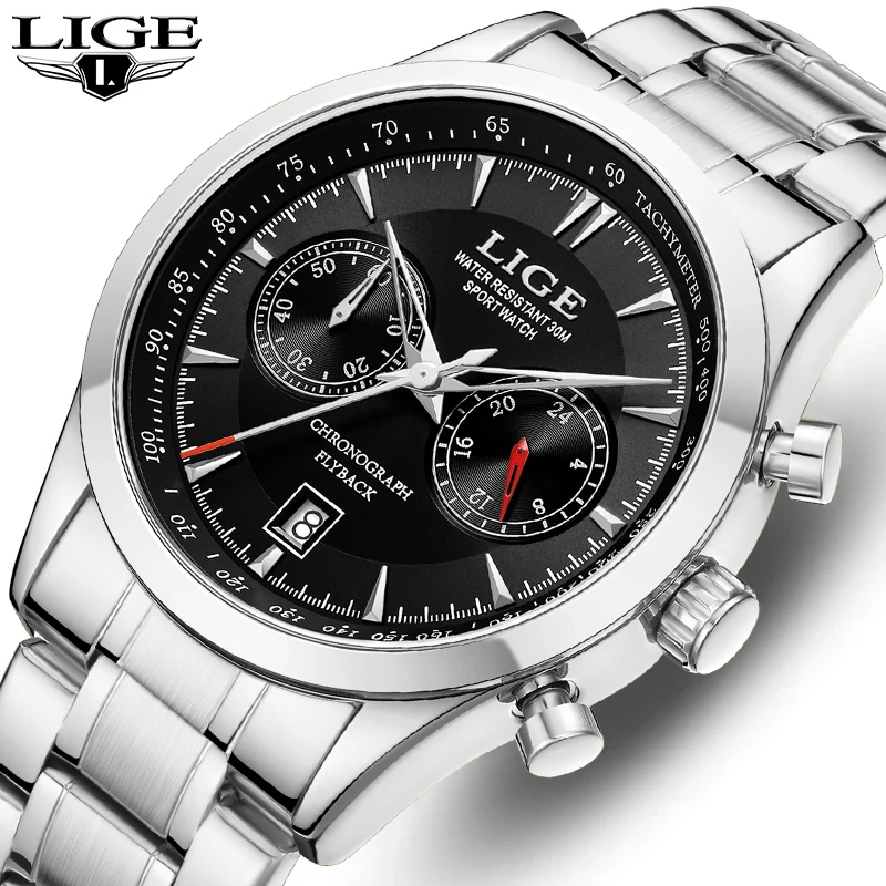 

New LIGE Men Watch Sports Quartz Watches Men Waterproof Chronograph Wrist Watch Mens Military Date Clock Man Relogios Masculinos