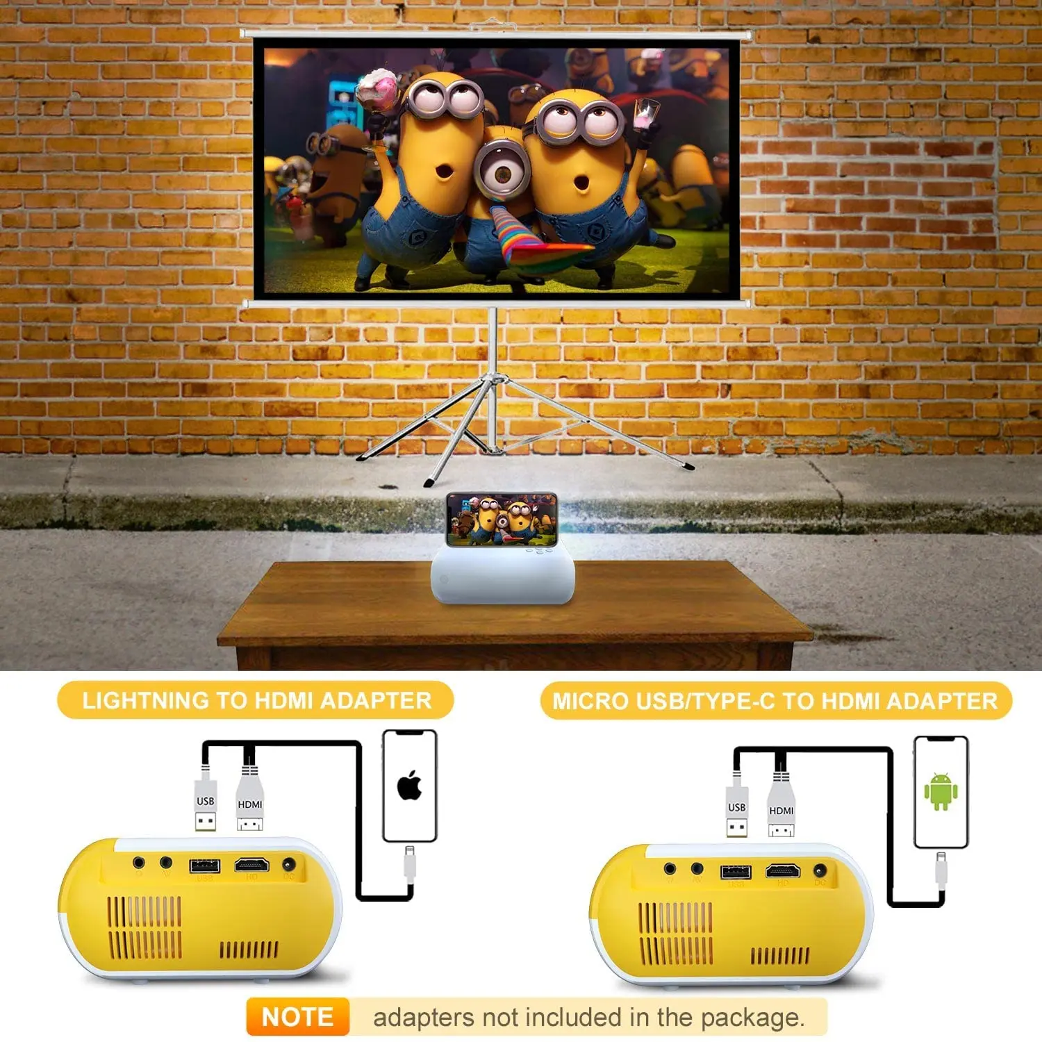 Salange P80 Projector 1080P Supported WiFi Smart Home Theater Outdoor Movie Projector Compatible with Smartphone HDMI USB AV PS5