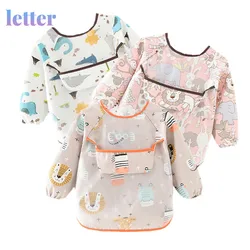 Babero de bolsillo para bebé, delantal de manga larga para niño pequeño, impermeable, arte, bata de alimentación, Bandana, paño para eructar