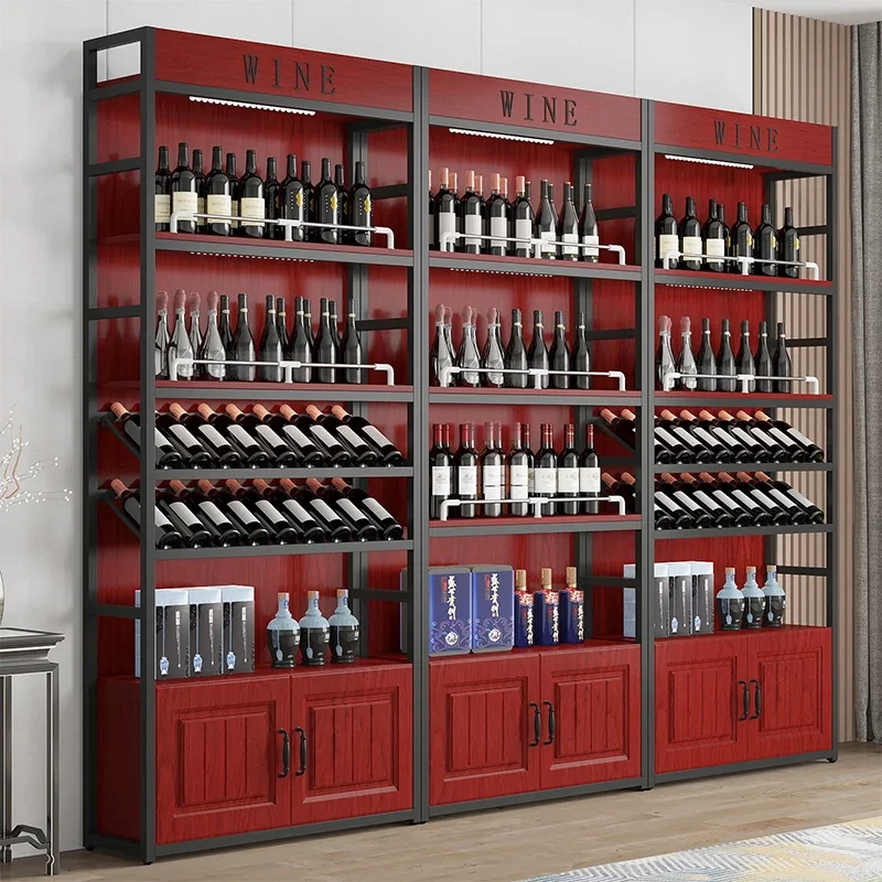Antique Furniture Open Cabinets Elegant Vintage Wine Stands Refrigerator Rack Portable Bar Room Liquor Metal Storage Cabinet