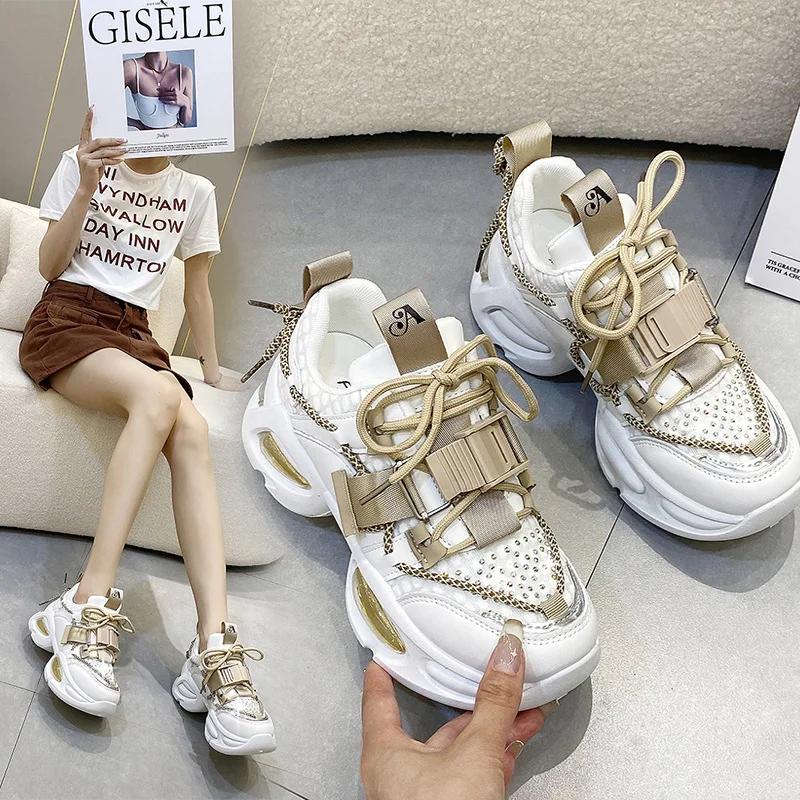 

Round head mesh rhinestone women's sandals, summer muffin sole, fashionable and versatile shoes for women