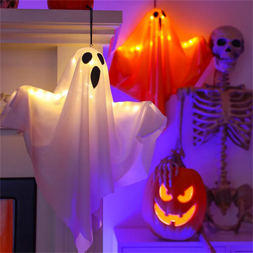 Halloween LED Glow Ghost Lights for Home Indoor Outdoor Hanging Decoration Haunted House Horror Props Bar Supplies