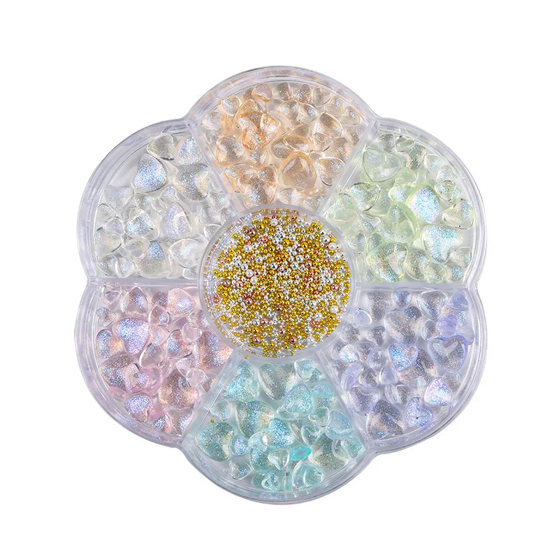50pcs Ice Transparent Heart Changing Color Nail Charm Mixed Flat Bottomed Diamond Sequin Crystal Nail Charms Accessories 5