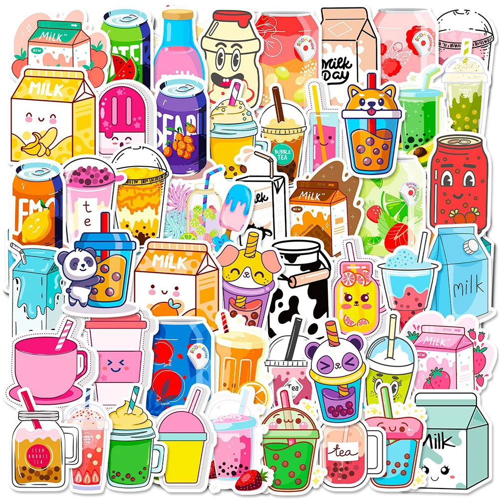 

10/30/50pcs Cute Drink Aesthetics Stickers Waterproof Graffiti Decal Diary Scrapbook Guitar Phone Laptop Sticker for Kids Girls