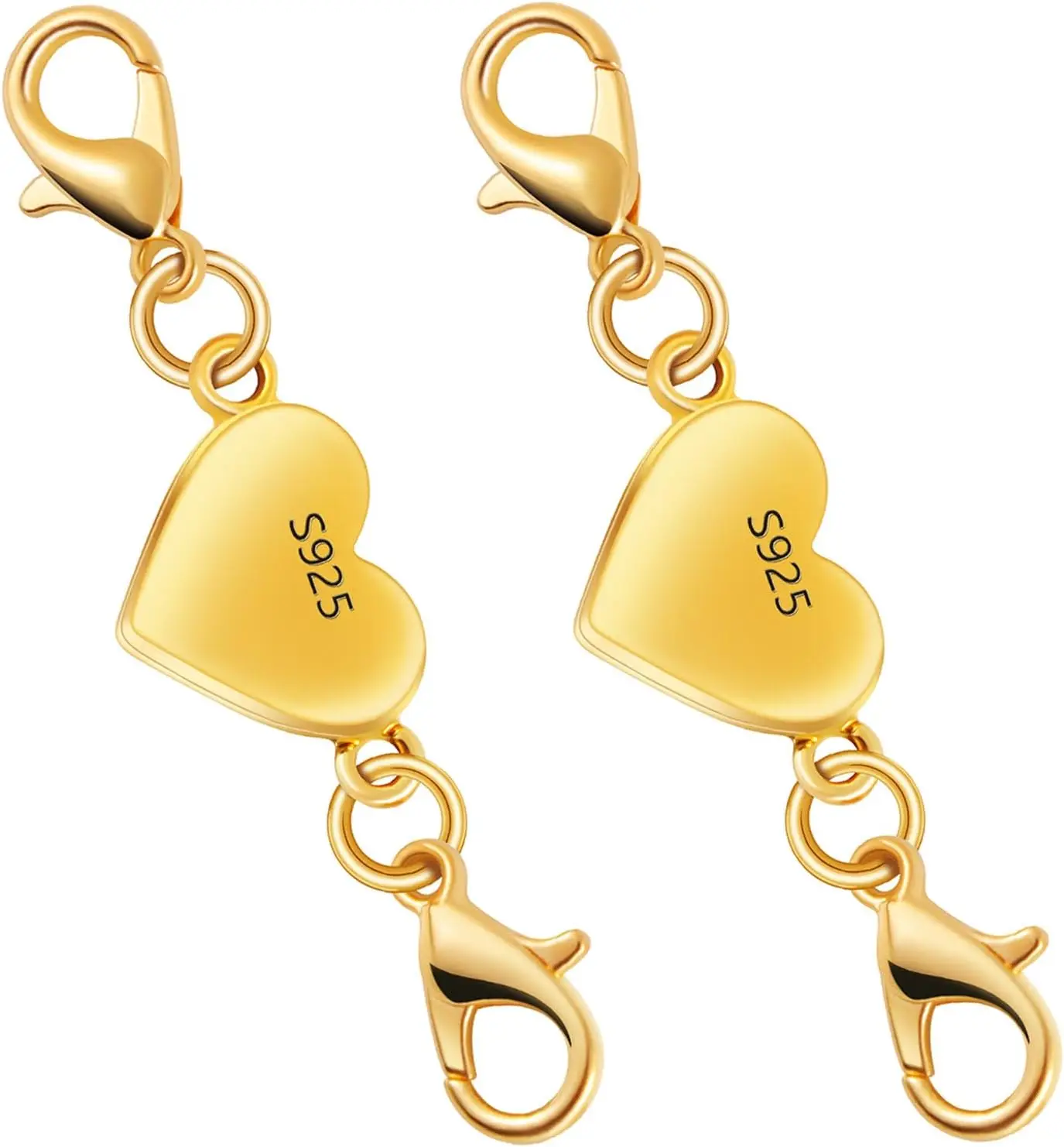 Silver Heart-Shaped Magnetic Necklace Clasps and Closures - Elegant Clasp Converters