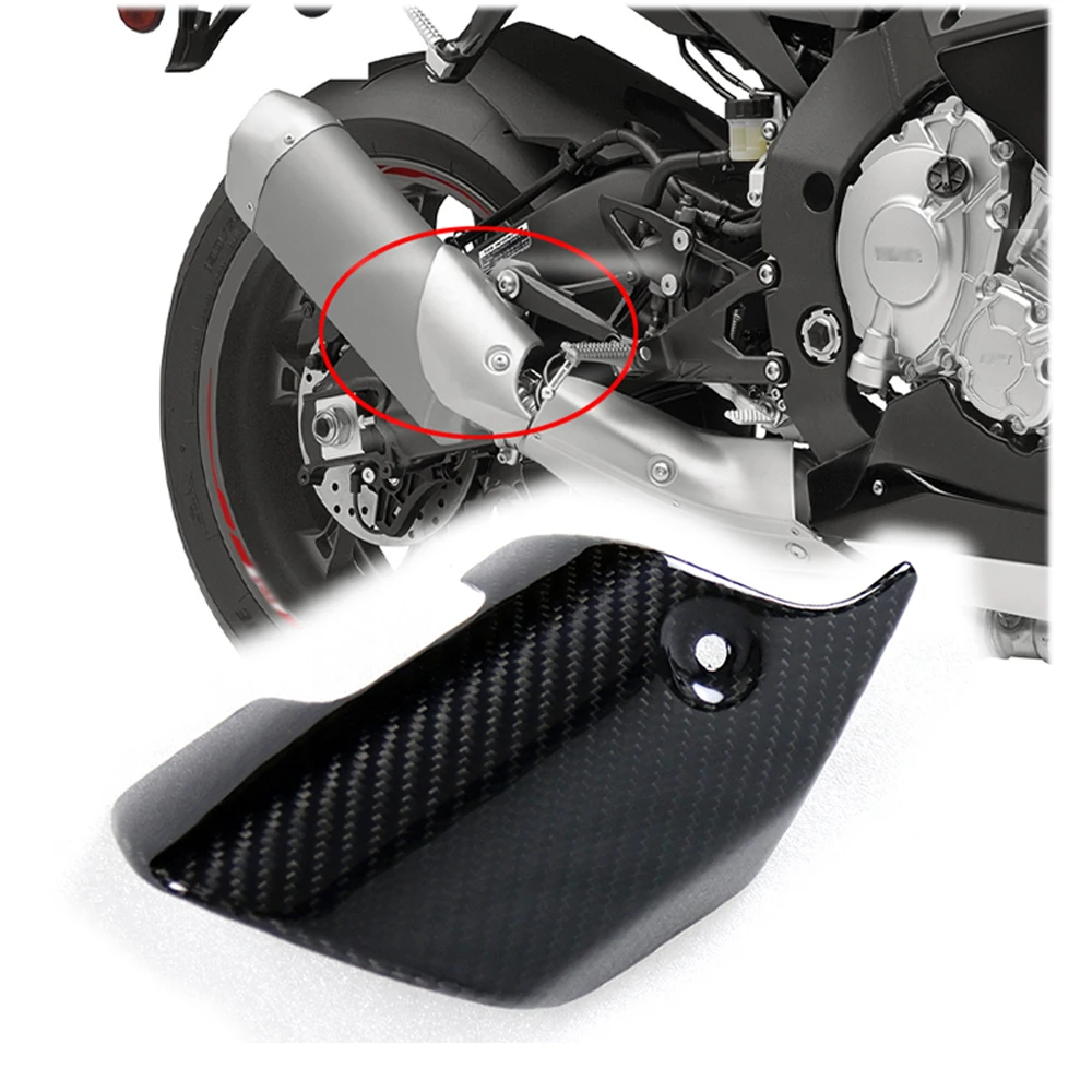 

100% Dry Carbon Fiber Pre-preg 3k Motorcycles Exhaust Cover Heat Insulation Protector Heat Shield for YAMAHA R1 R1M 2015-2018