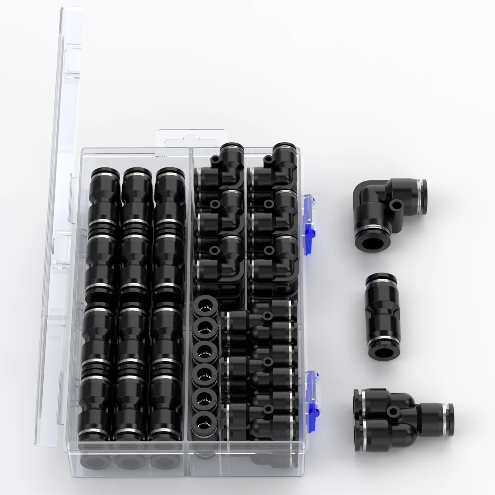 ชุดข้อต่อลมแบบกล่อง PU/PY/PV ขนาด 4 มม. 6 มม. 8 มม. 10 มม. 12 มม. 14 มม. 16 มม. สำหรับท่อส่งลม 1